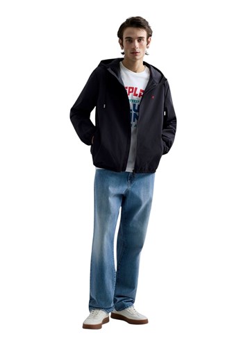 Replay TAMNOPLAVA JAKNA S KAPULJAČOM I R LOGOTIPOM - 1