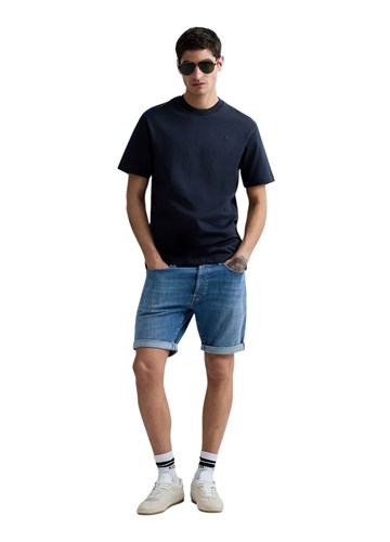 Replay TAMNOPLAVA MAJICA KRATKIH RUKAVA S VEZOM R - 1