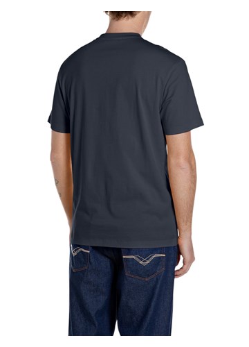 Replay TAMNOPLAVA PAMUČNA MAJICA S DŽEPOM I VINTAGE LOGOTIPOM - 2