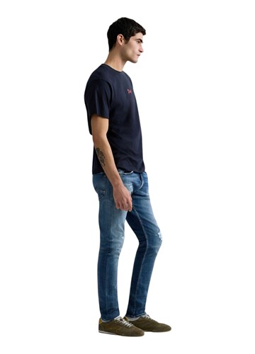 Replay TAMNOPLAVA PAMUČNA MAJICA S PRINTOM NA PRSIMA I LEĐIMA - 4