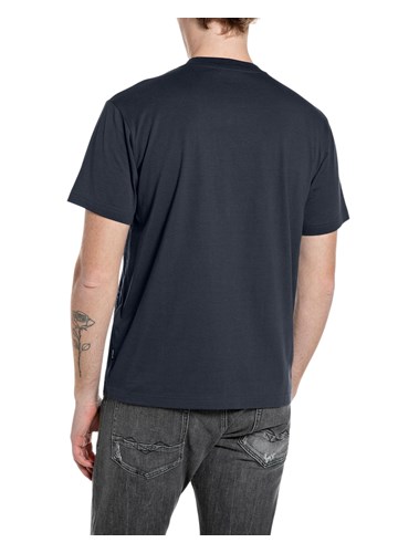 Replay TAMNOPLAVA PAMUČNA MAJICA S UTISNUTIM LOGOM - 2