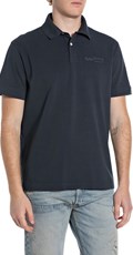 TAMNOPLAVA PAMUČNA POLO MAJICA S IZVEZENIM LOGOM - 1