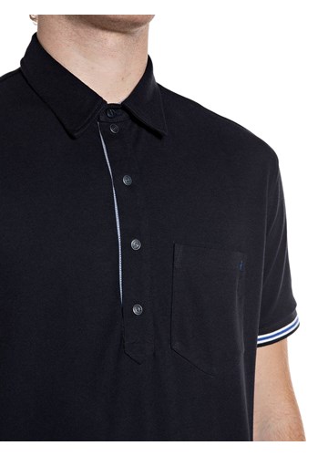 Replay TAMNOPLAVA POLO MAJICA OD PIQUE PAMUKA S KONTRASTNIM OVRATNIKOM - 4