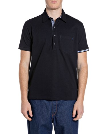 Replay tamnoplava polo majica od pique pamuka s kontrastnim ovratnikom