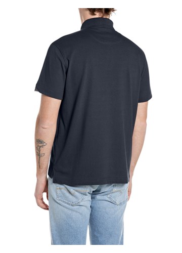 Replay TAMNOPLAVA POLO MAJICA OD RASTEZLJIVOG PIQUE PAMUKA - 2