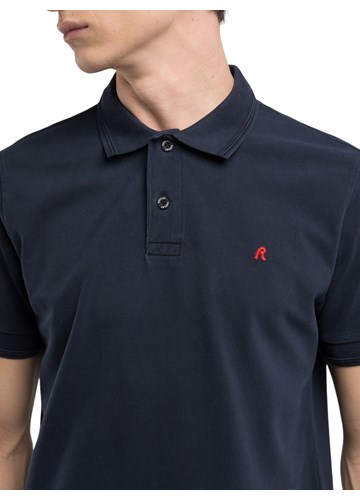 Replay TAMNOPLAVA POLO MAJICA S KONTRASTNIM MINI LOGOTIPOM - 4