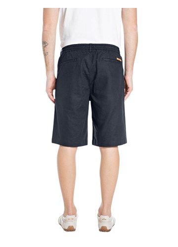 Replay TAMNOPLAVE KRATKE HLAČE REGULARNOG KROJA OD LANA I PAMUKA - 2