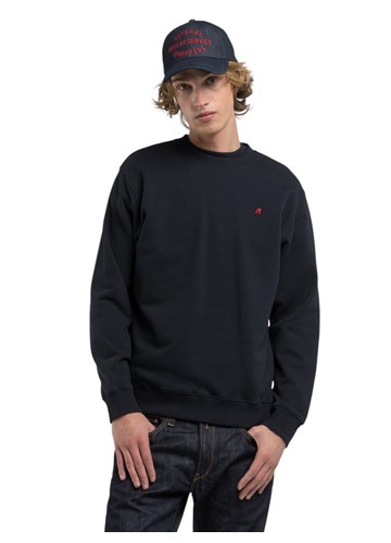 Replay TAMNOPLAVI BASIC SWEATSHIRT S CRVENIM LOGOM - 3