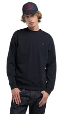 TAMNOPLAVI BASIC SWEATSHIRT S CRVENIM LOGOM - 3