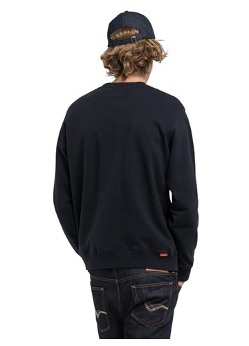 Replay TAMNOPLAVI BASIC SWEATSHIRT S CRVENIM LOGOM - 5