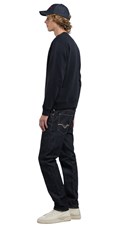 TAMNOPLAVI BASIC SWEATSHIRT S CRVENIM LOGOM - 7