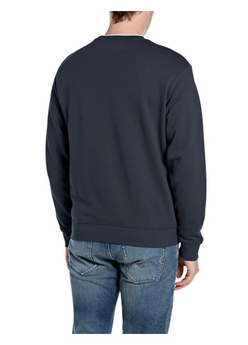 Replay TAMNOPLAVI SWEATSHIRT OD FROTIRA S IZVEZENIM LOGOTIPOM - 2