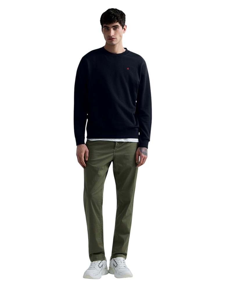 Replay TAMNOPLAVI SWEATSHIRT OD FROTIRA S IZVEZENIM SLOVOM R - 1