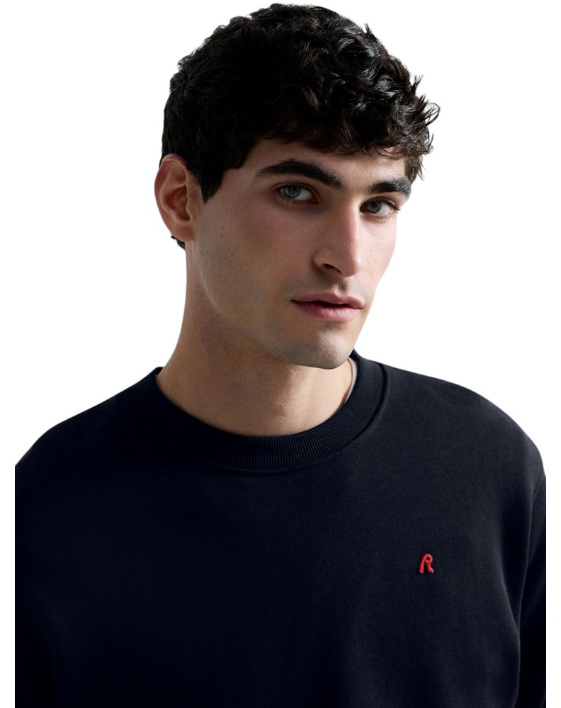 Replay TAMNOPLAVI SWEATSHIRT OD FROTIRA S IZVEZENIM SLOVOM R - 5