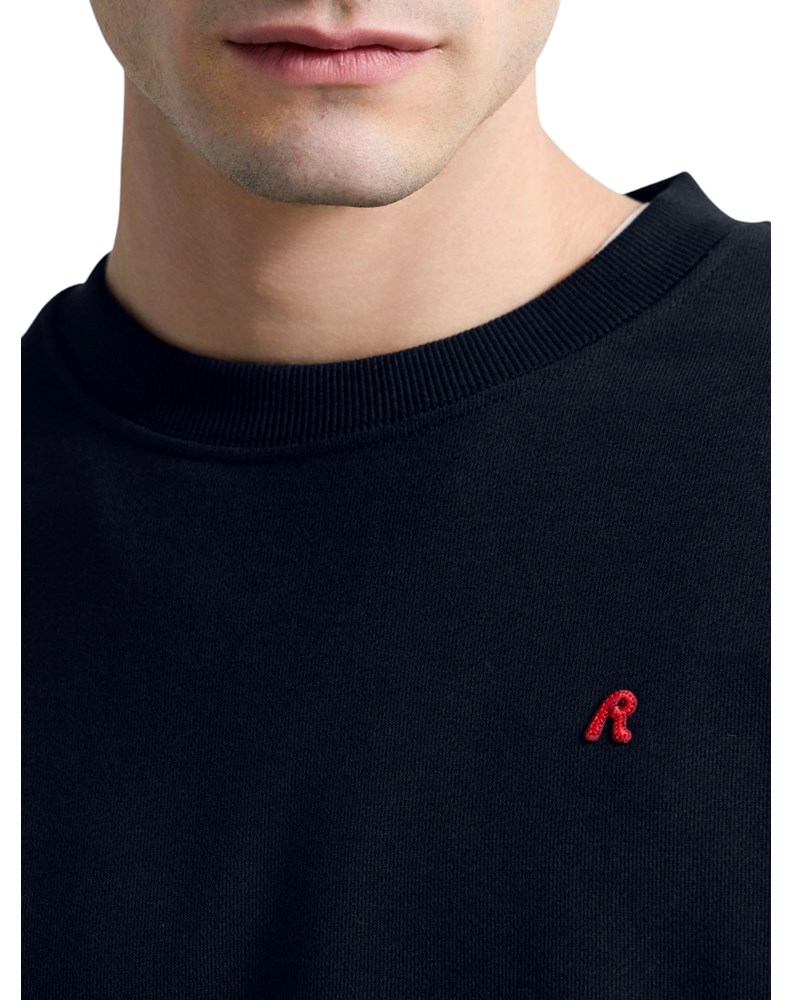 Replay TAMNOPLAVI SWEATSHIRT OD FROTIRA S IZVEZENIM SLOVOM R - 7