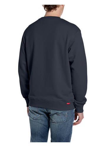 Replay TAMNOPLAVI SWEATSHIRT OD FROTIRA S IZVEZENIM SLOVOM R - 2