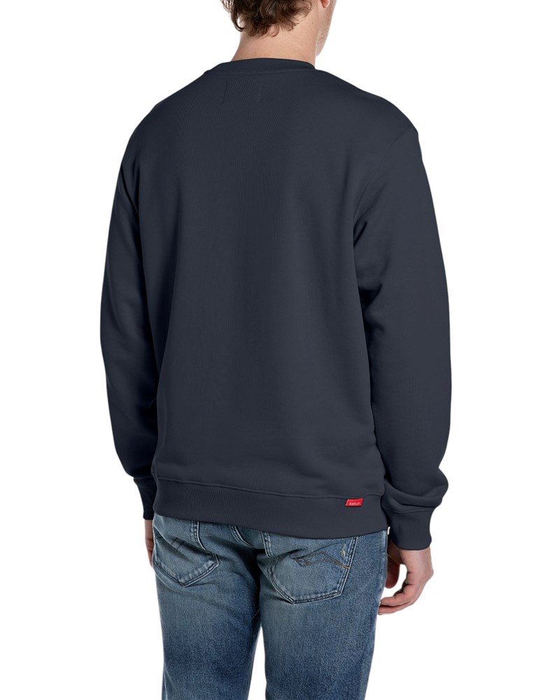 Replay TAMNOPLAVI SWEATSHIRT OD FROTIRA S IZVEZENIM SLOVOM R - 2
