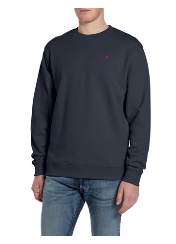 Replay TAMNOPLAVI SWEATSHIRT OD FROTIRA S IZVEZENIM SLOVOM R - 1