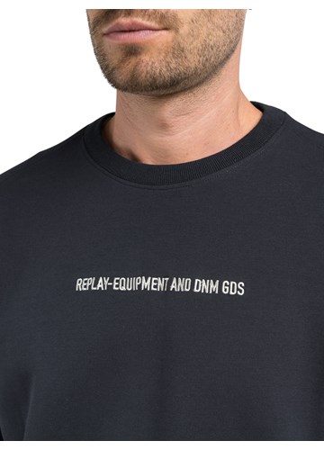 Replay TAMNOPLAVI SWEATSHIRT S IZVEZENIM NATPISOM - 3