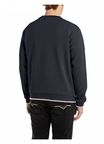 Replay TAMNOPLAVI SWEATSHIRT S IZVEZENIM NATPISOM - 2
