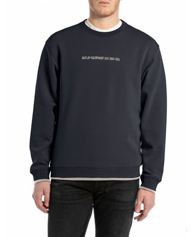Replay tamnoplavi sweatshirt s izvezenim natpisom
