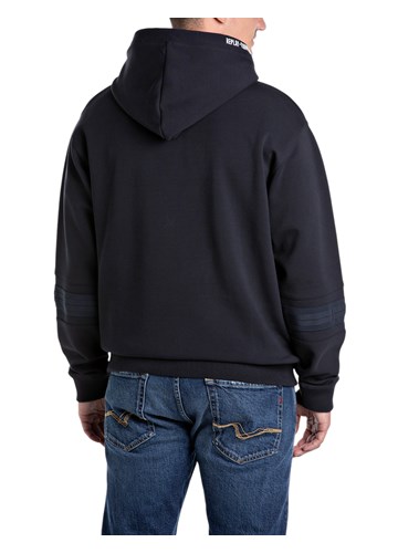 Replay TAMNOPLAVI SWEATSHIRT S PRINTOM NA KAPULJAČI - 2