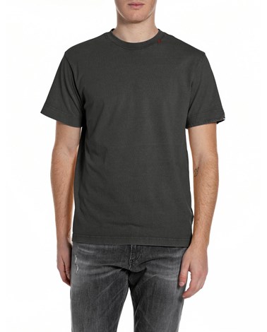 Replay tamnosiva majica od žerseja s izvezenim r na ovratniku