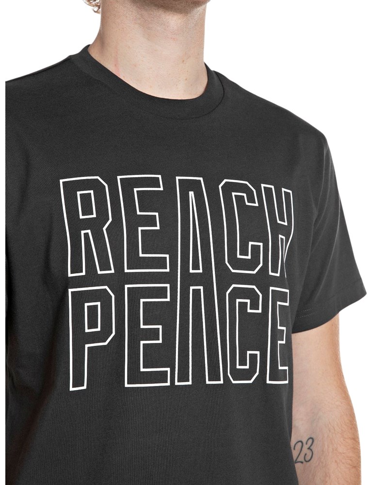 Replay TAMNOSIVA PAMUČNA MAJICA S REACH PEACE NATPISOM - 3