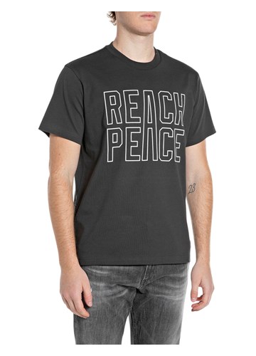 Replay TAMNOSIVA PAMUČNA MAJICA S REACH PEACE NATPISOM - 1