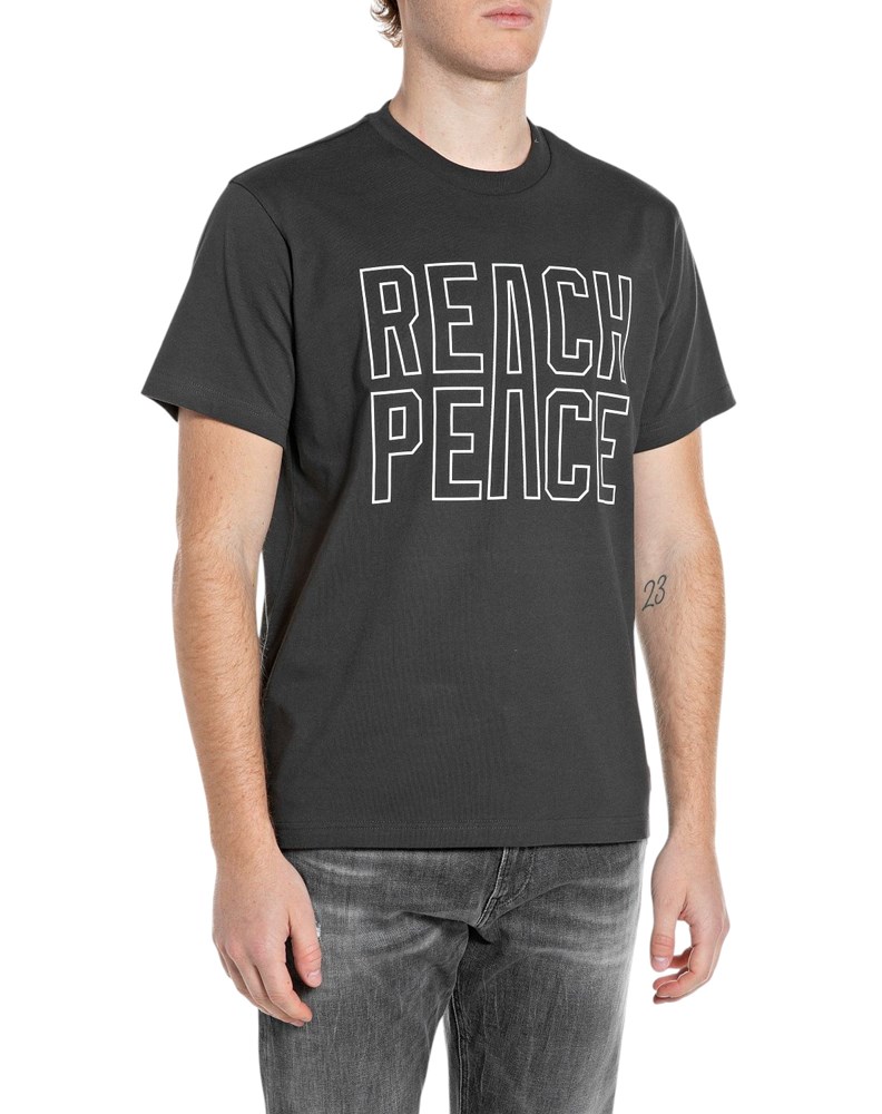 Replay TAMNOSIVA PAMUČNA MAJICA S REACH PEACE NATPISOM - 1
