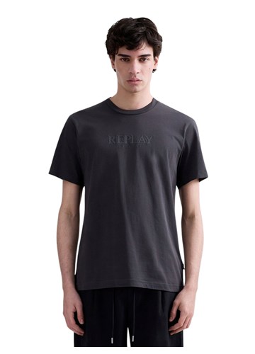 Replay TAMNOSIVA PAMUČNA MAJICA S UTISNUTIM LOGOM - 2