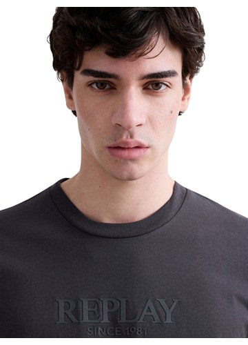 Replay TAMNOSIVA PAMUČNA MAJICA S UTISNUTIM LOGOM - 7