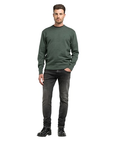 Replay tamnozeleni pulover od mješavine pamuka i kašmira