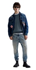 PLAVI PAMUČNI DŽEMPER S ACID WASH EFEKTOM - 2