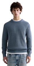 PLAVI PAMUČNI DŽEMPER S ACID WASH EFEKTOM - 1