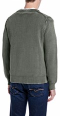 ZELENI PAMUČNI DŽEMPER S ACID WASH EFEKTOM - 2