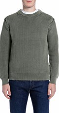 ZELENI PAMUČNI DŽEMPER S ACID WASH EFEKTOM - 1
