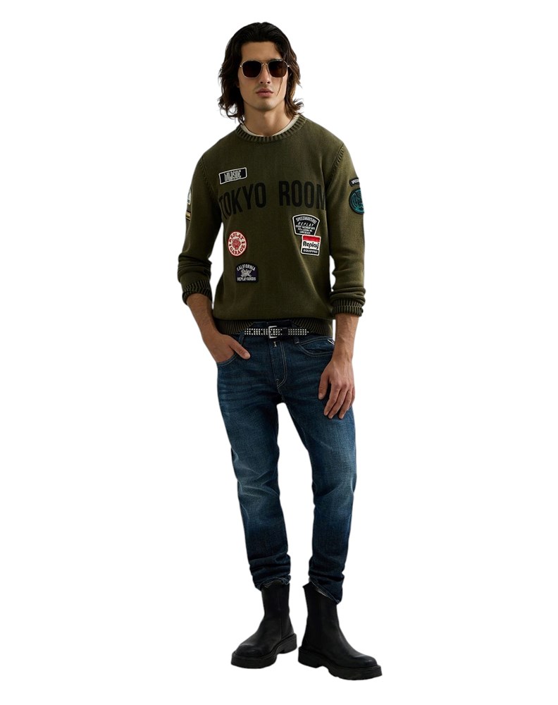 Replay MUŠKI PAMUČNI SWEATER S AMBLEMIMA I NATPISOM - 1