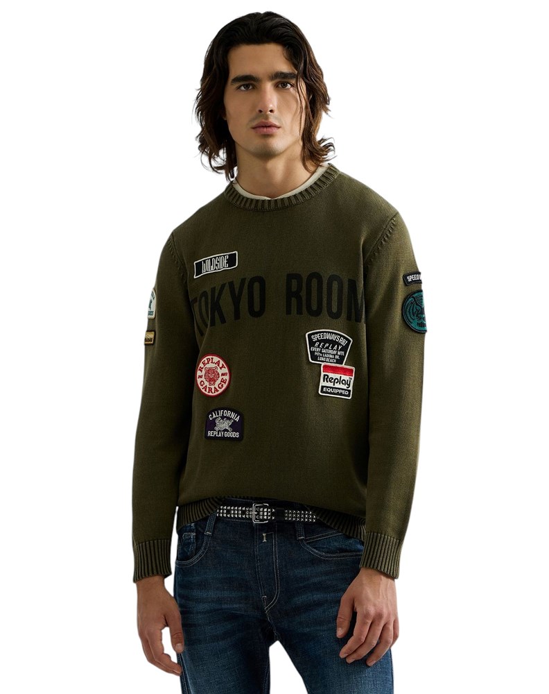 Replay MUŠKI PAMUČNI SWEATER S AMBLEMIMA I NATPISOM - 2