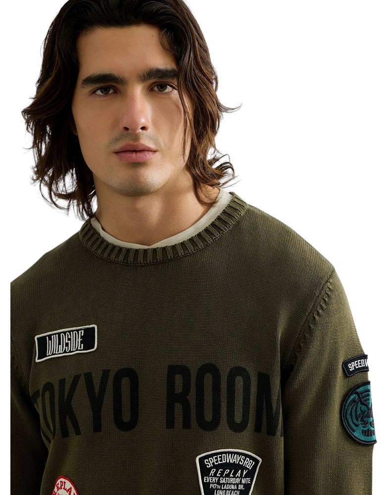 Replay MUŠKI PAMUČNI SWEATER S AMBLEMIMA I NATPISOM - 4