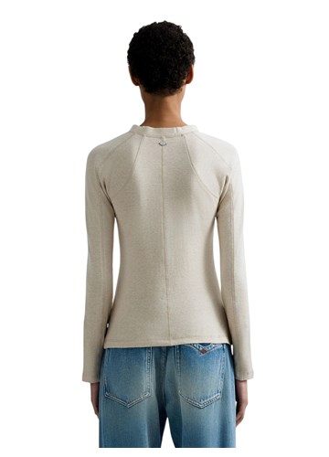 Replay USKA BEŽ MAJICA OD ŽERSEJA S NEPRAVILNOM TESKTUROM - 3