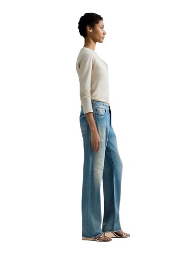 Replay USKA BEŽ MAJICA OD ŽERSEJA S NEPRAVILNOM TESKTUROM - 4