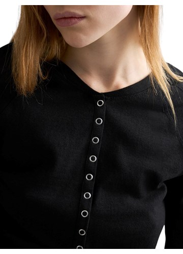 Replay USKA CRNA MAJICA OD ŽERSEJA S NEPRAVILNOM TEKSTUROM - 7