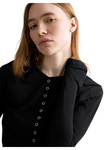 Replay USKA CRNA MAJICA OD ŽERSEJA S NEPRAVILNOM TEKSTUROM - 6