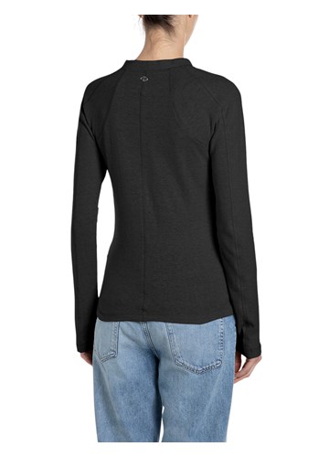 Replay USKA CRNA MAJICA OD ŽERSEJA S NEPRAVILNOM TEKSTUROM - 2