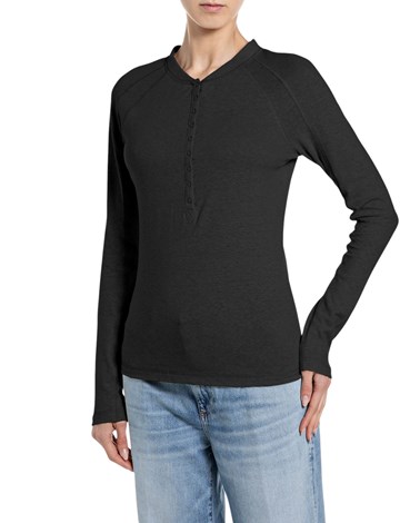 Replay uska crna majica od žerseja s nepravilnom teksturom