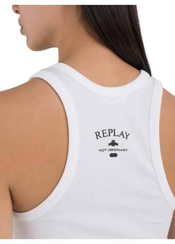 Replay USKI BIJELI REBRASTI TOP S PRINTOM - 5
