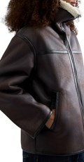 ŽENSKA JAKNA U SHEARLING STILU S KOŽNIM EFEKTOM - 5