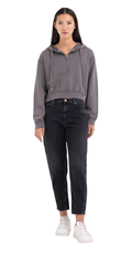 CROPPED SWEATSHIRT U SIVOJ BOJI SA ZIPOM - 3