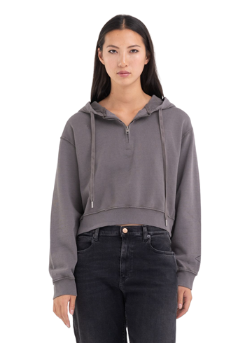 Replay CROPPED SWEATSHIRT U SIVOJ BOJI SA ZIPOM - 3
